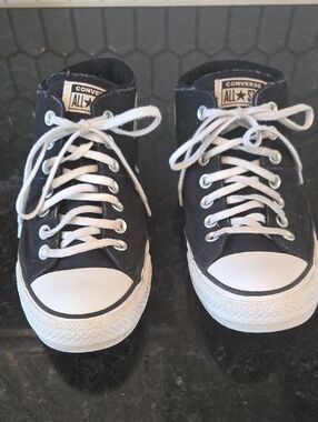 Converse  Black and White High Top Sneakers, Womens Size 9